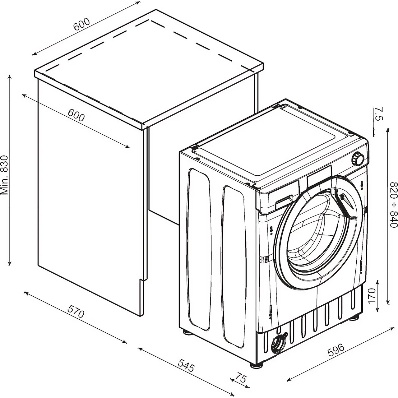 Candy CBW49D1W4J-80 Washing Machine 9kg 1400rpm Integrated